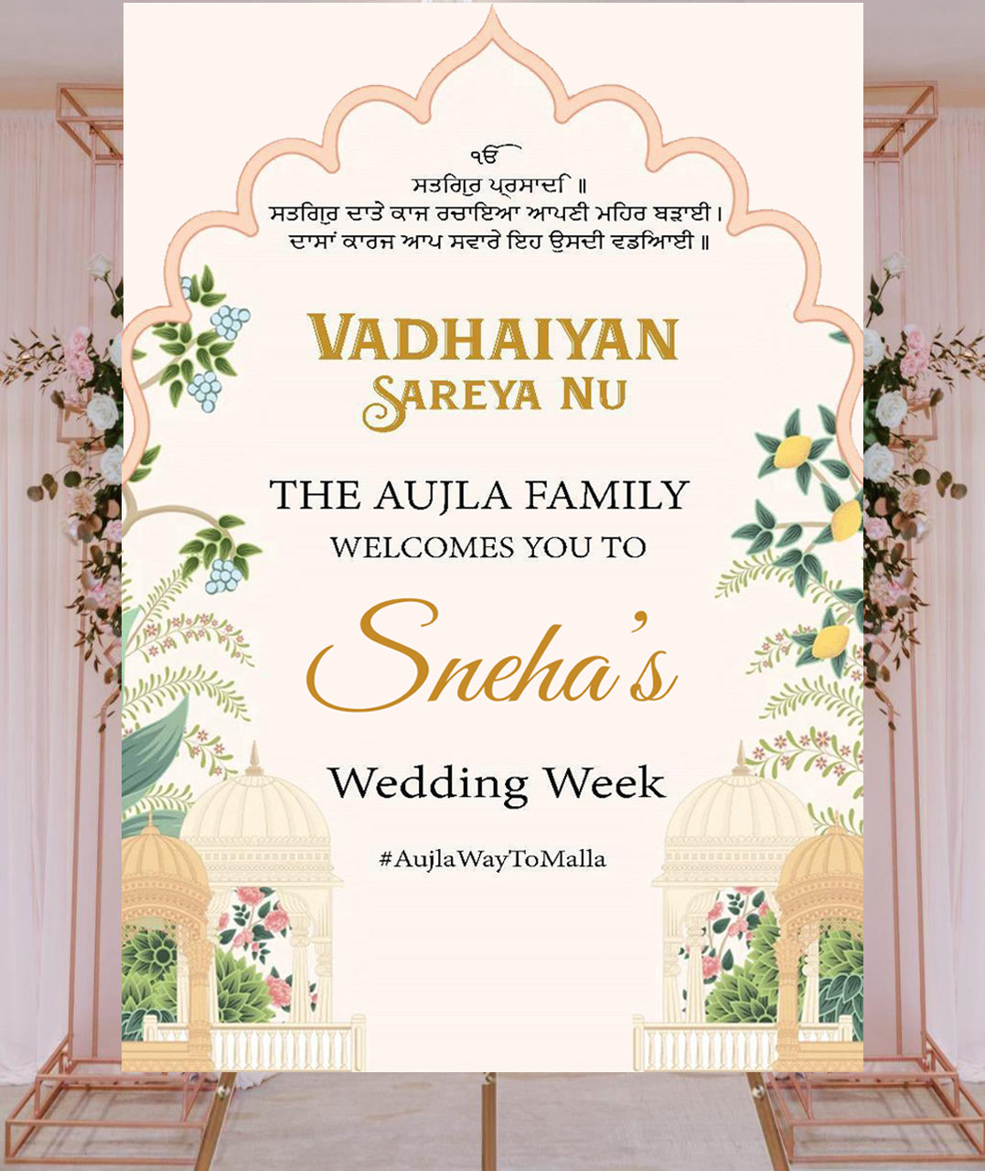 Indian Wedding Week Ceremony Welcome Board for Decoration