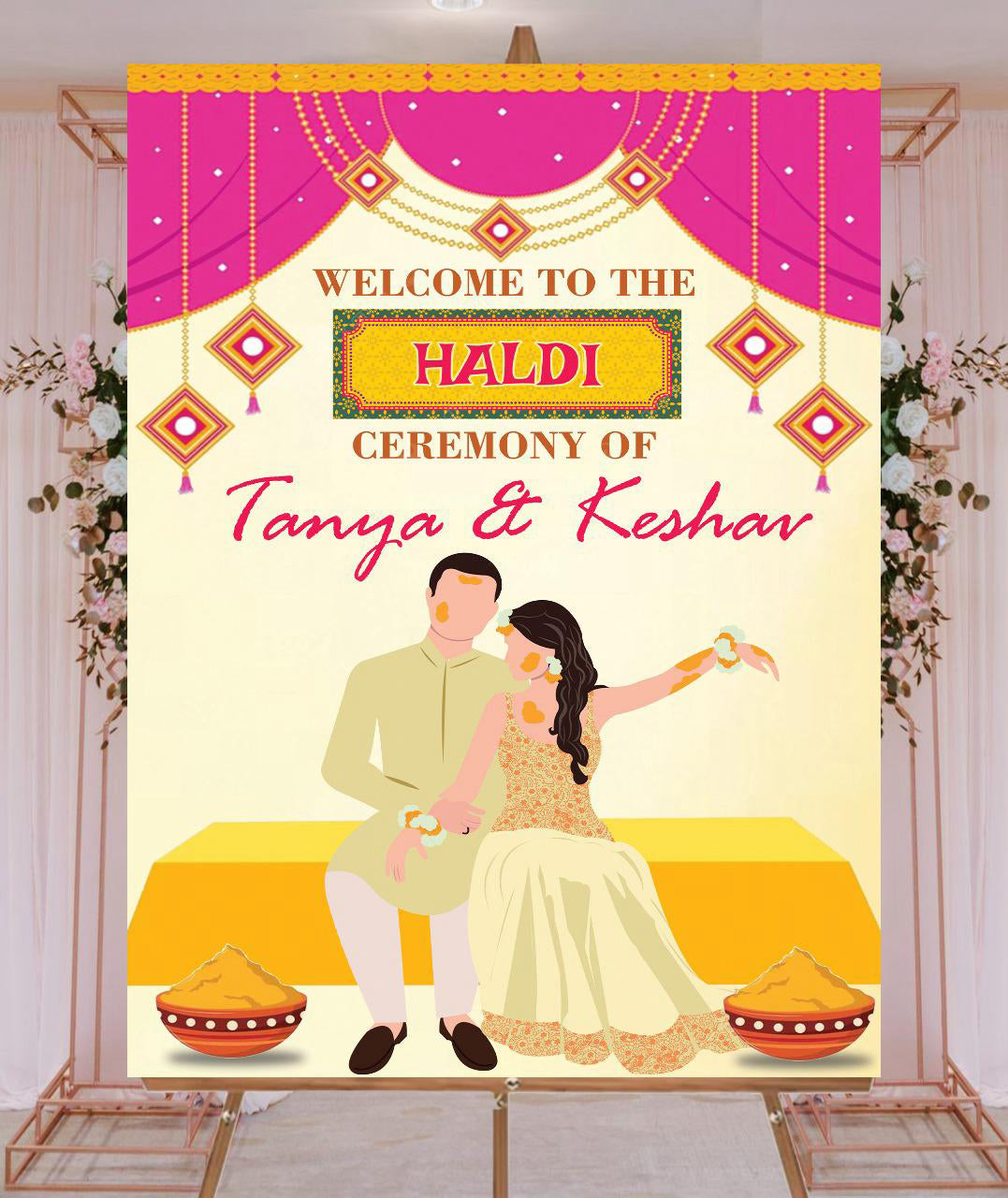 Haldi Ceremony Welcome Board for Decoration