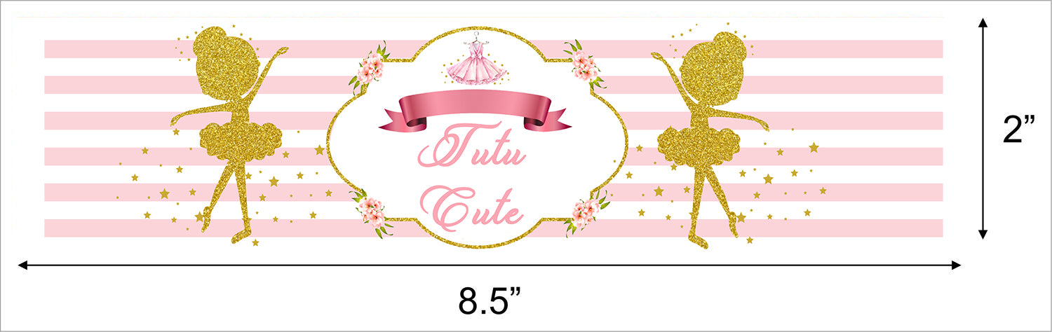 Ballerina Theme Water Bottle Labels