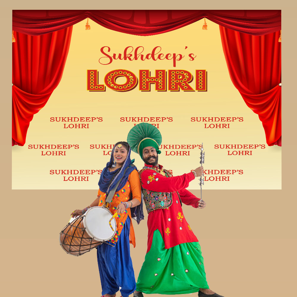 Lohri Party Personalized Backdrop for Decoration