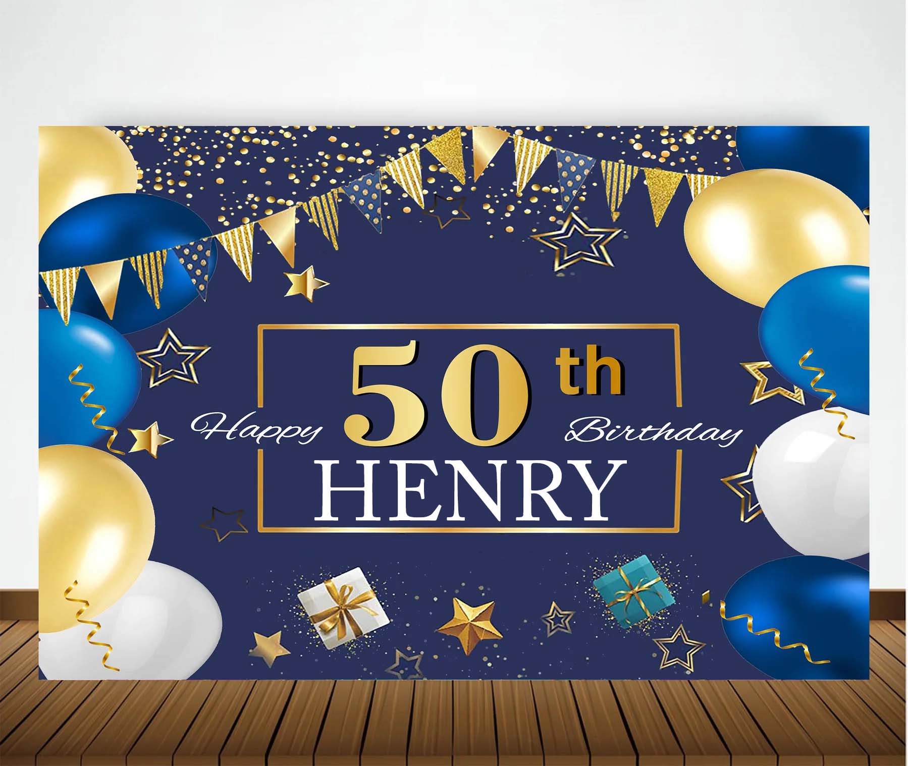 50th Theme Birthday Party Personalized Backdrop