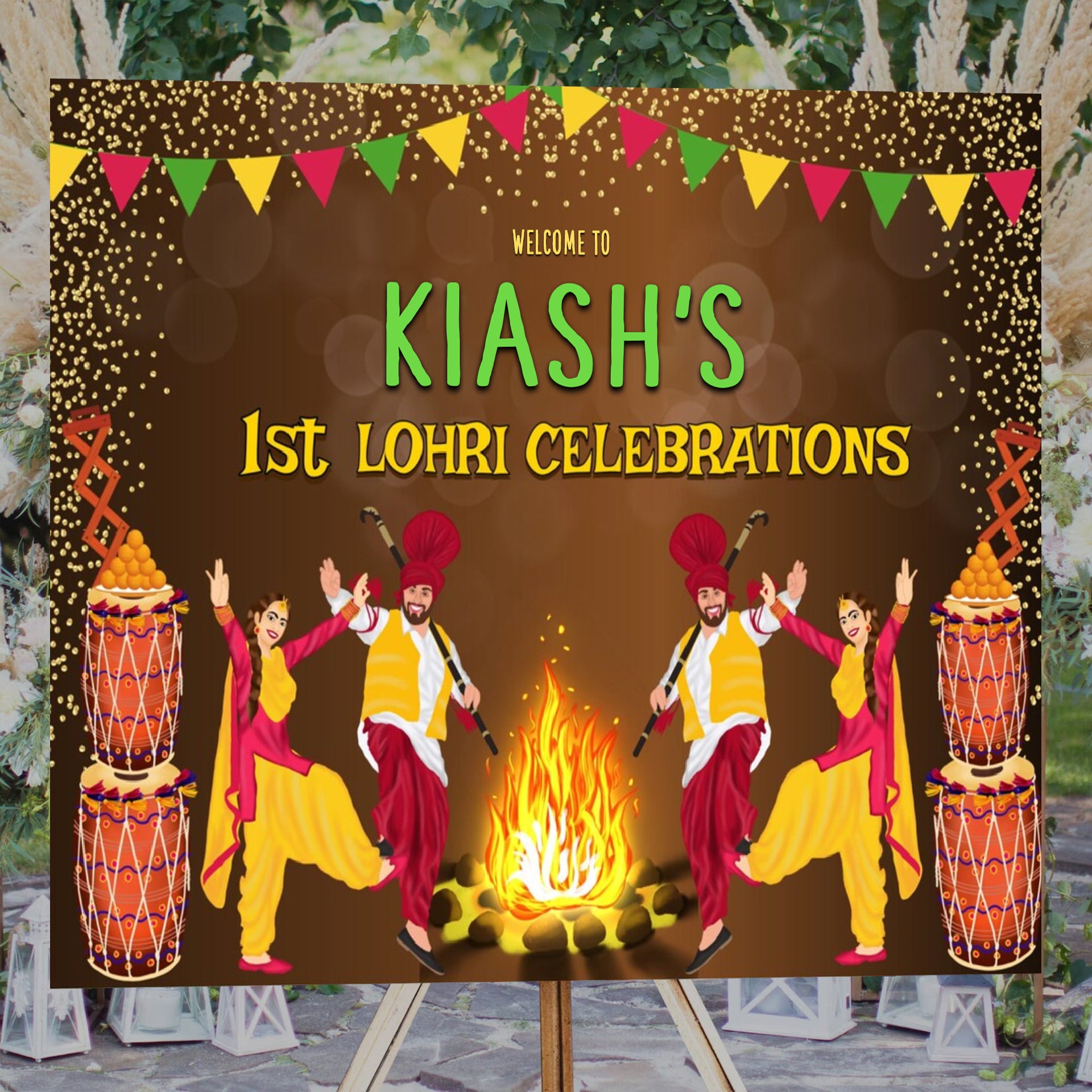 Lohri Party personalized Yard Sign/Welcome Board