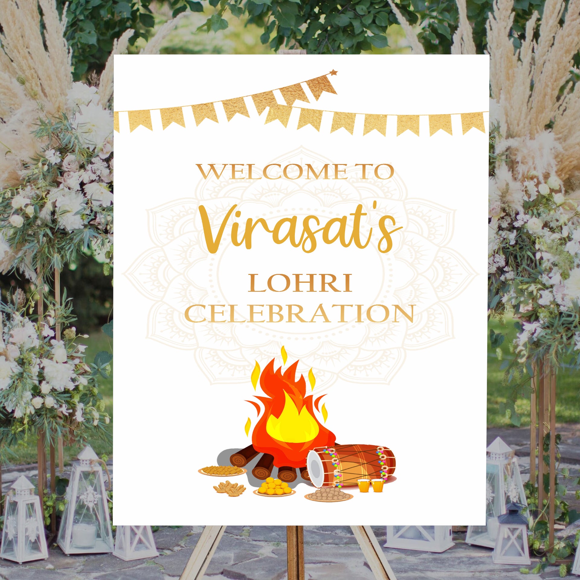 Lohri Party Personalized Yard Sign/Welcome Board
