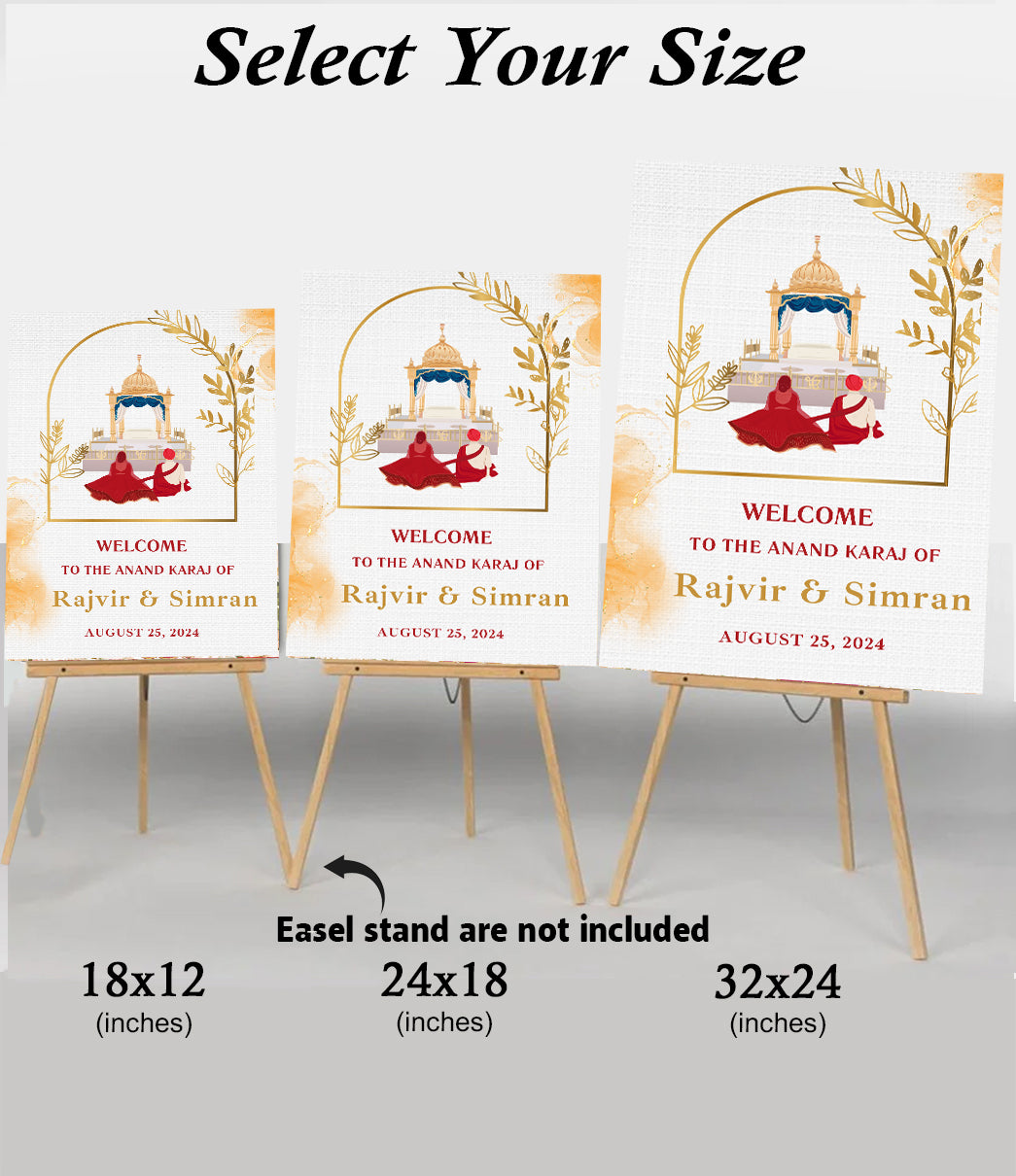 Indian Punjabi Wedding Anand Karaj Ceremony Welcome Board for Decoration