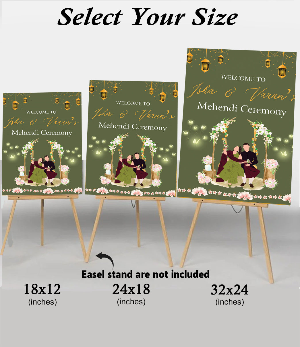 Mehndi Ceremony Signage or Welcome Board for Decoration