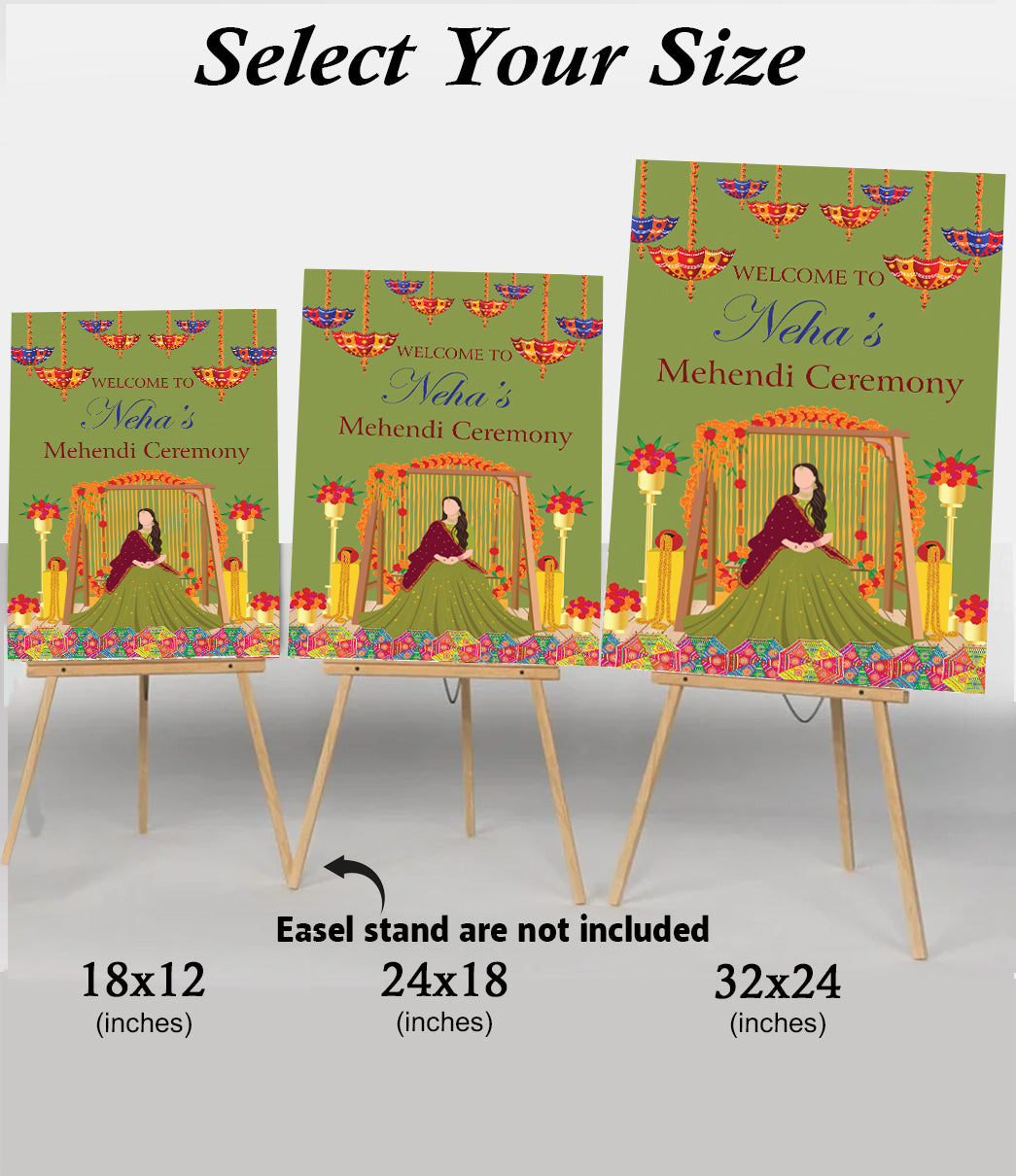 Mehndi Ceremony Signage or Welcome Board for Decoration