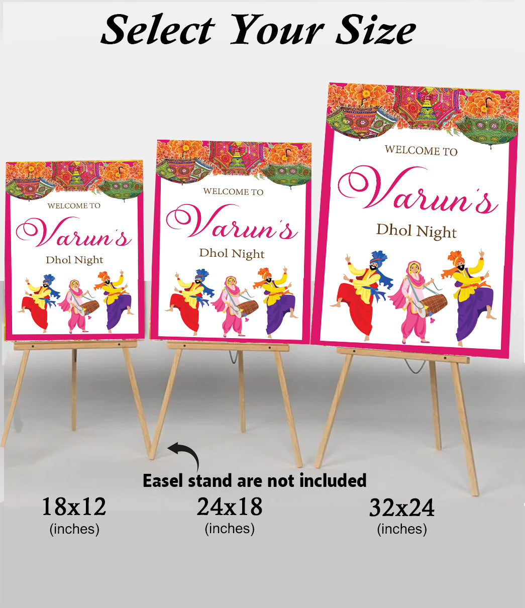 Dhol Night Ceremony Signage or Welcome Board for Decoration