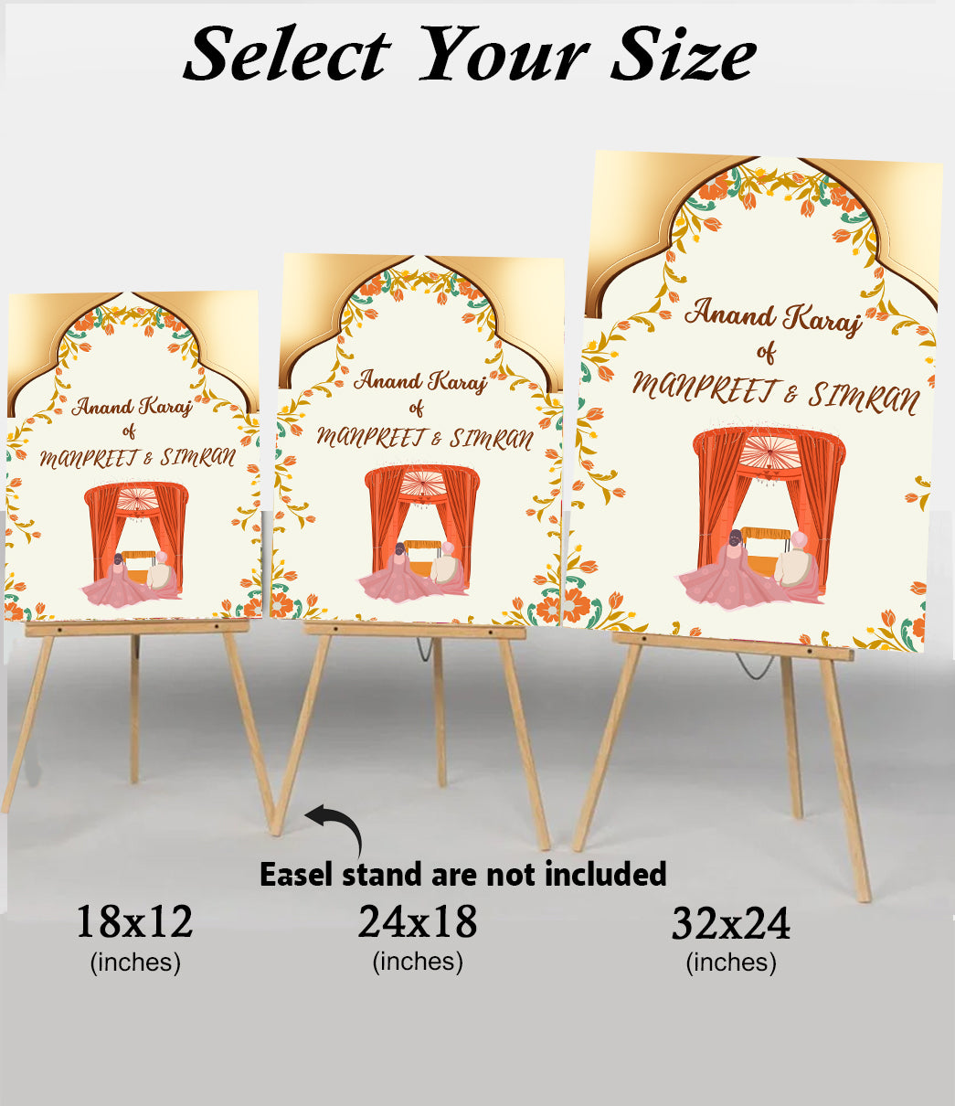 Indian Punjabi Wedding Anand Karaj Ceremony Welcome Board Sign for Decoration