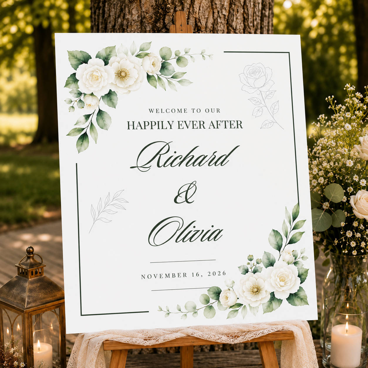 Wedding Welcome Sign Board for Decoration