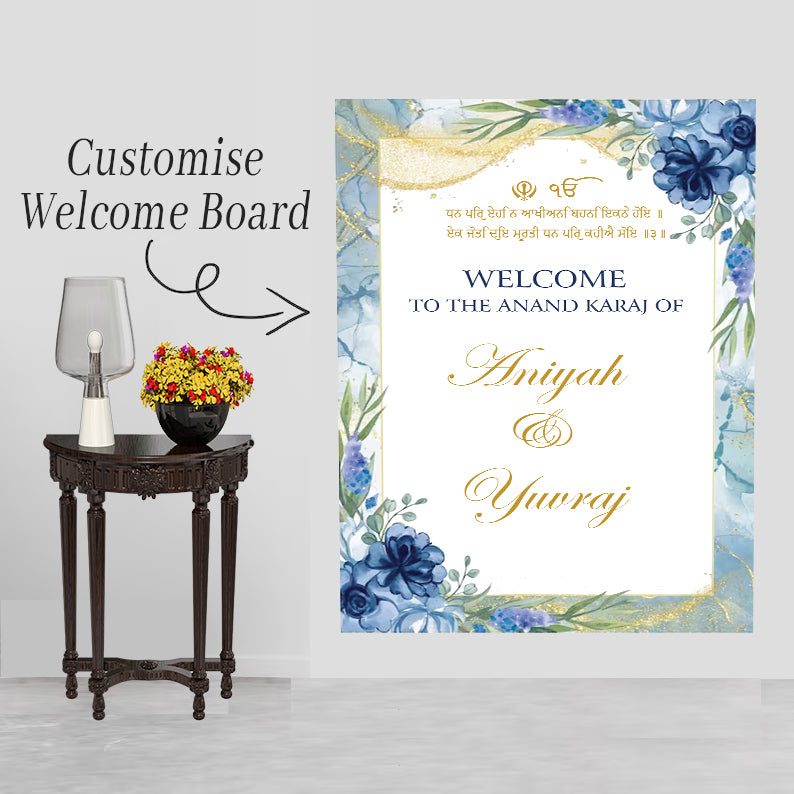 Indian Punjabi Wedding Anand Karaj Ceremony Welcome Board for Decoration