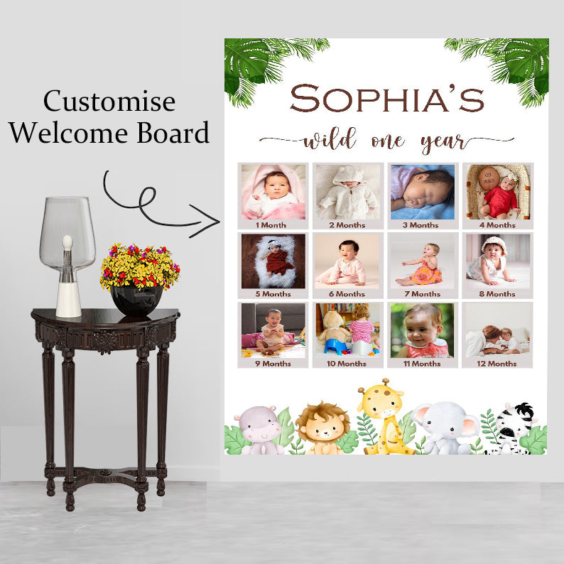 Wild one Theme Baby First Year Photo Sign Board