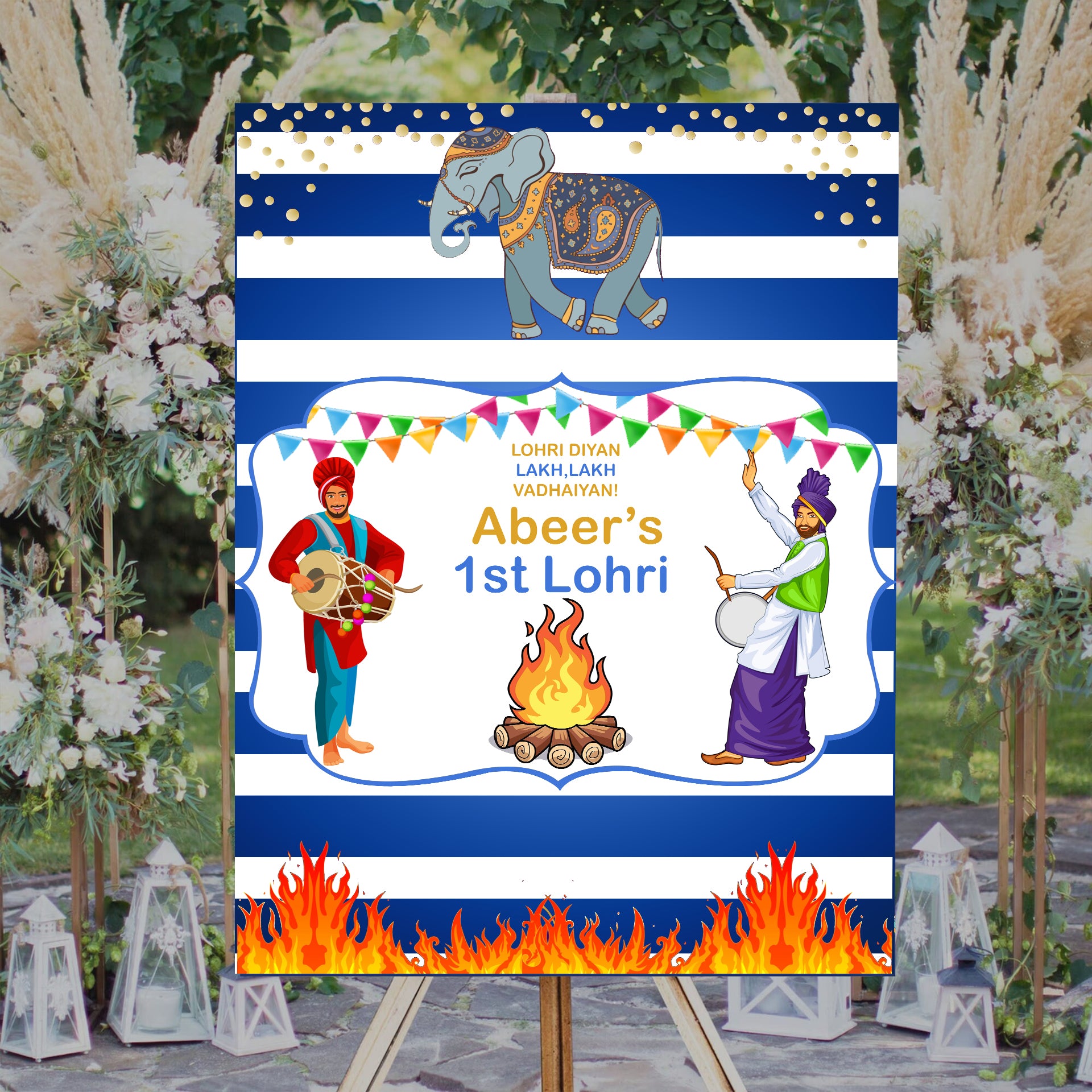 Lohri Party personalized Yard Sign/Welcome Board