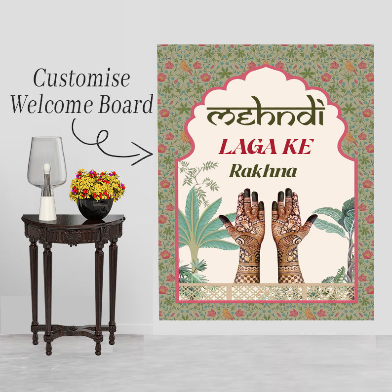 Mehndi Ceremony Signage or Welcome Board for Decoration
