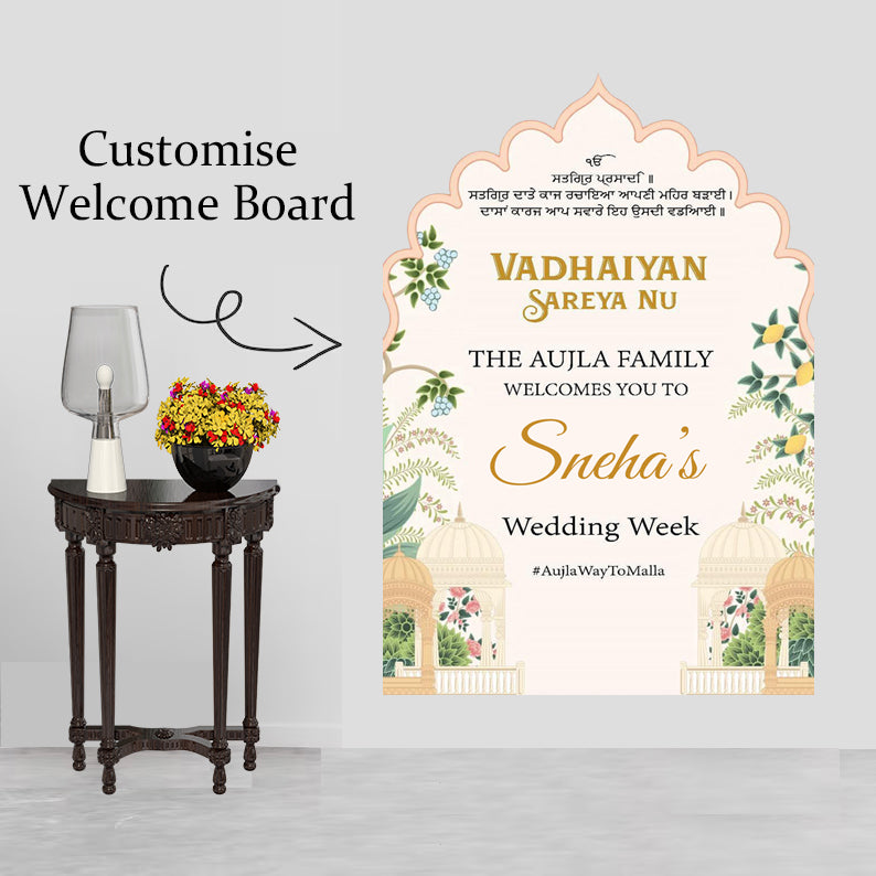 Indian Wedding Week Ceremony Welcome Board for Decoration