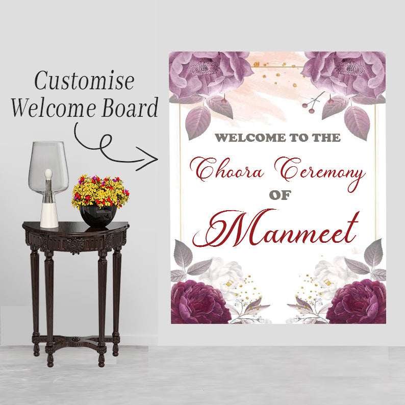 Choora Ceremony Signage Welcome Board for Decoration