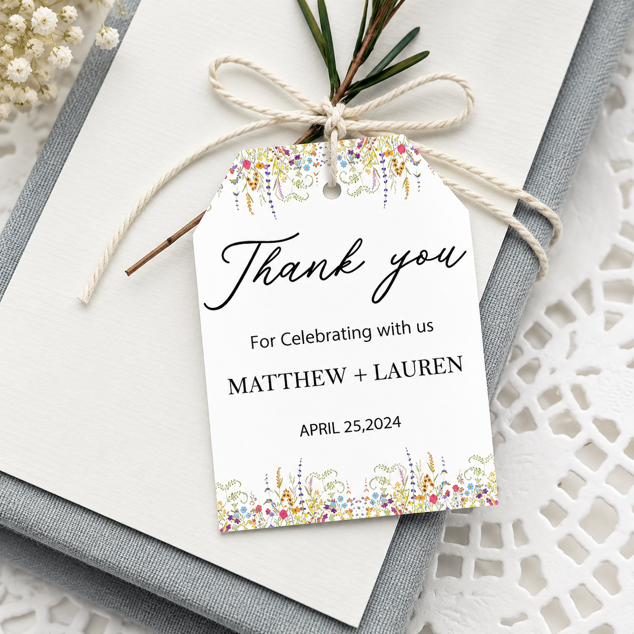 Pampas Grass Theme Wedding Thank You Tag Favor /Stickers