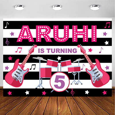Rockstar Theme Birthday Party Personalized Backdrop.