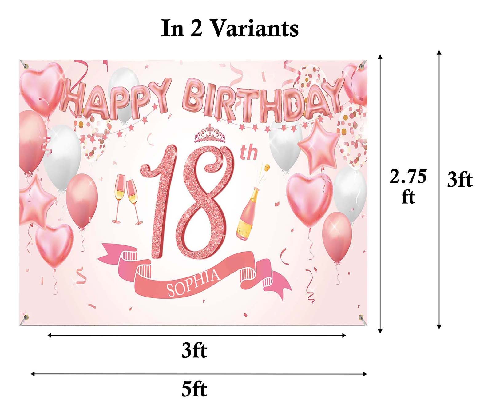 18th Birthday Party Personalized Backdrop.