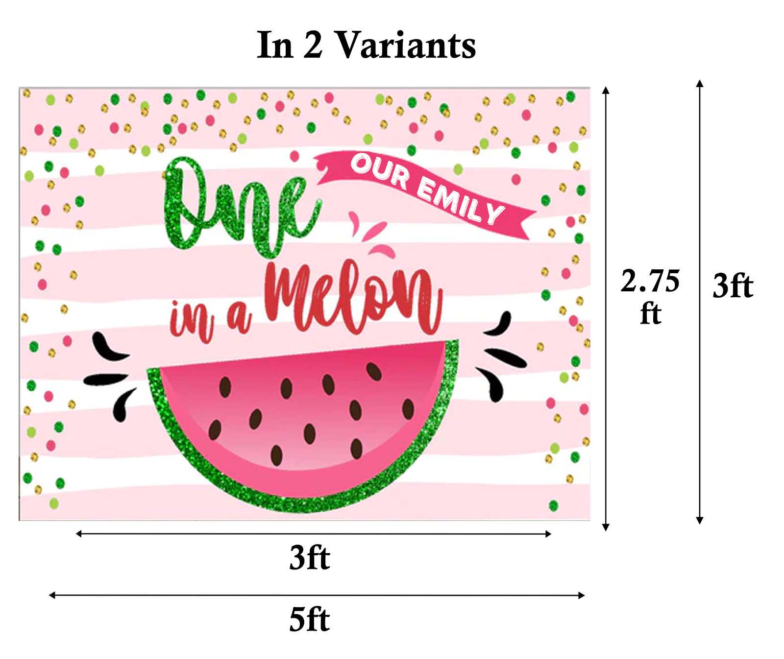 One In A Melon Birthday Party Personalized Backdrop.