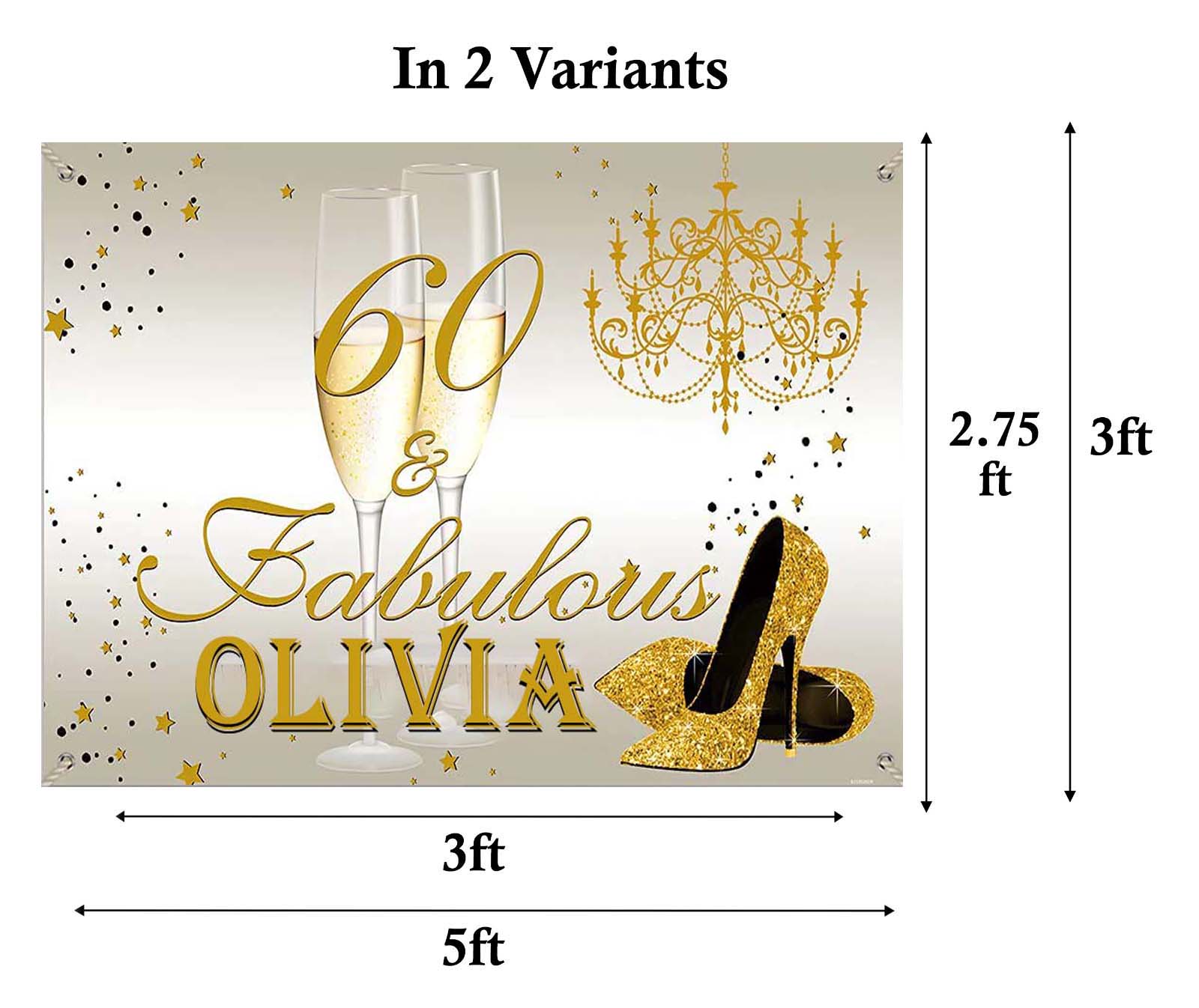 60th Theme Birthday Party Personalized Backdrop