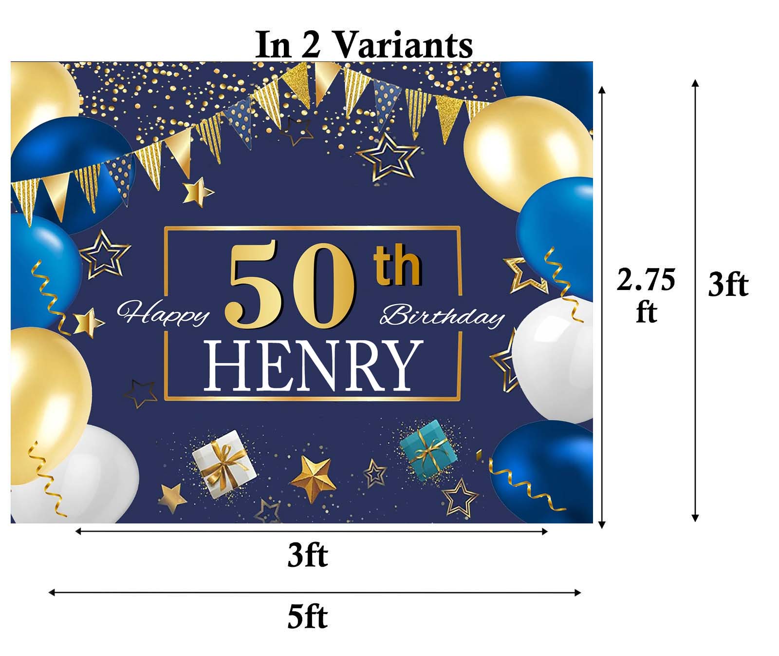 50th Theme Birthday Party Personalized Backdrop
