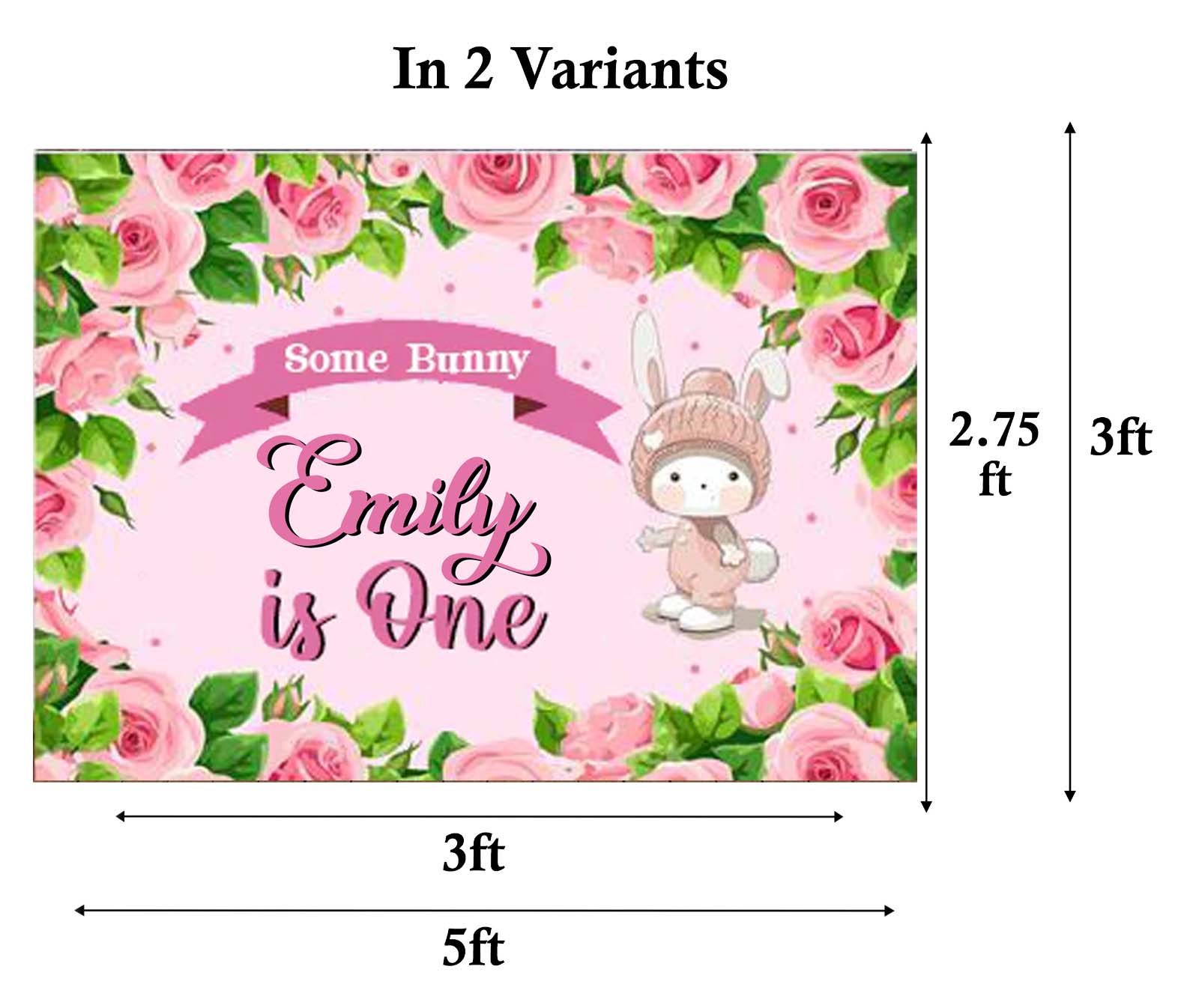 Bunny Birthday Party Personalized Backdrop.
