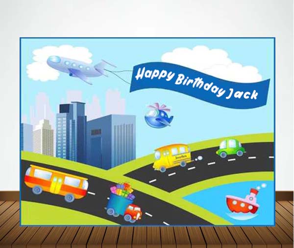 Air Plane Theme Birthday Party Personalized Backdrop.