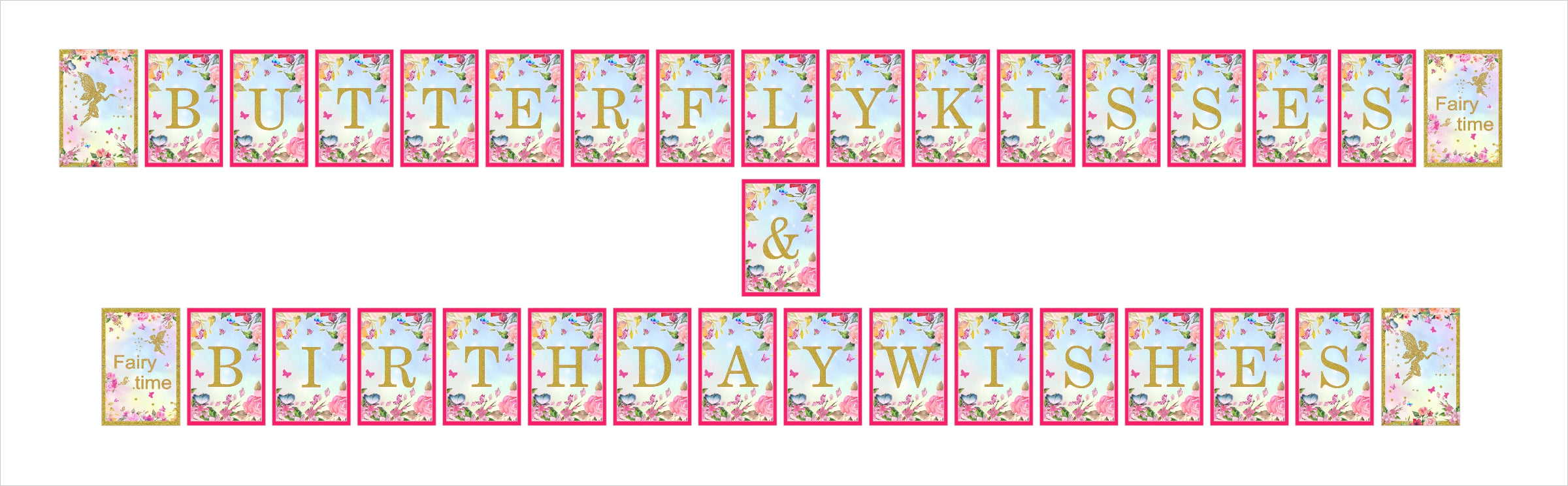 Butterflies & Fairies Theme Birthday Party Banner for Decoration