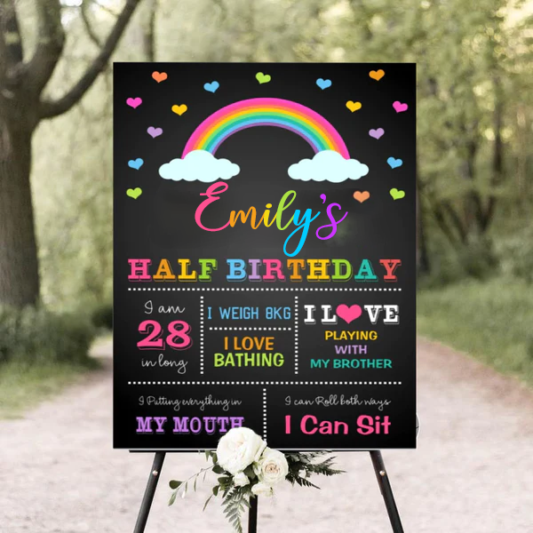 Half Birthday Chalkboard/Milestone Board for Kids Birthday Party