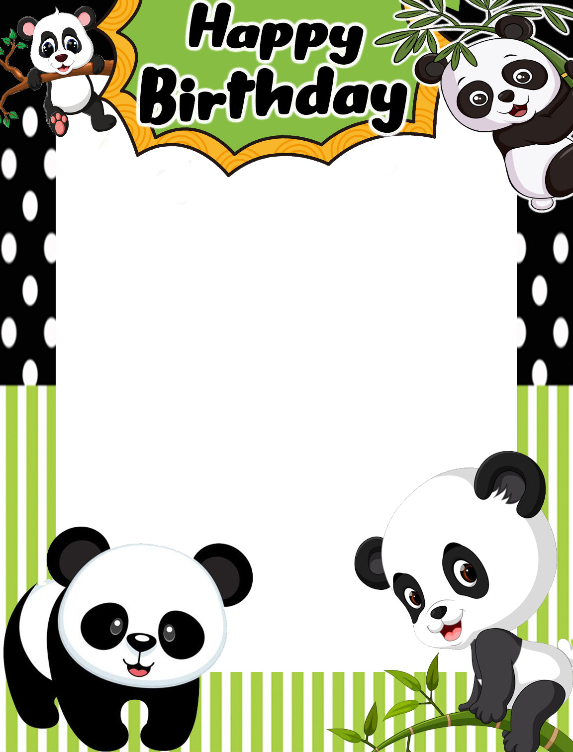 Panda Birthday Party Selfie Photo Booth Frame