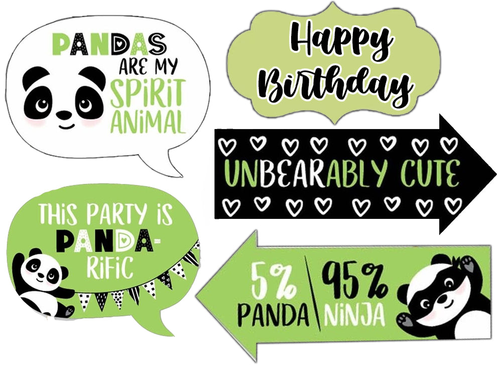Panda Birthday Party Photo Props Kit
