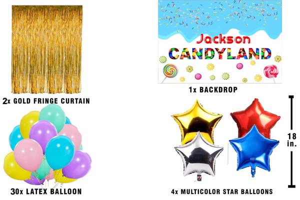 Candyland Birthday Party Complete Set with Personalized Backdrop