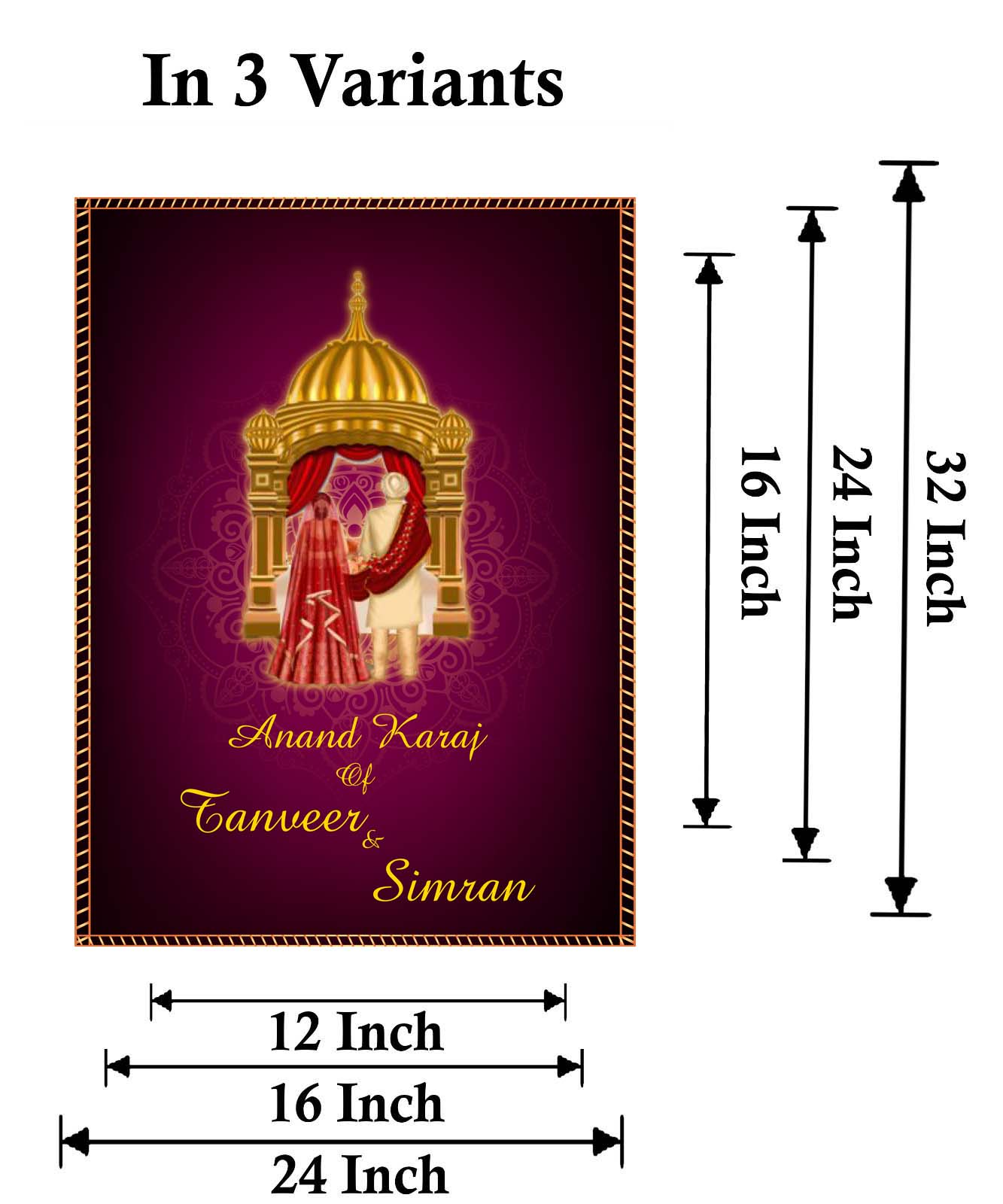 Indian Wedding Anand Karaj Ceremony Welcome Board/Sign for Decoration