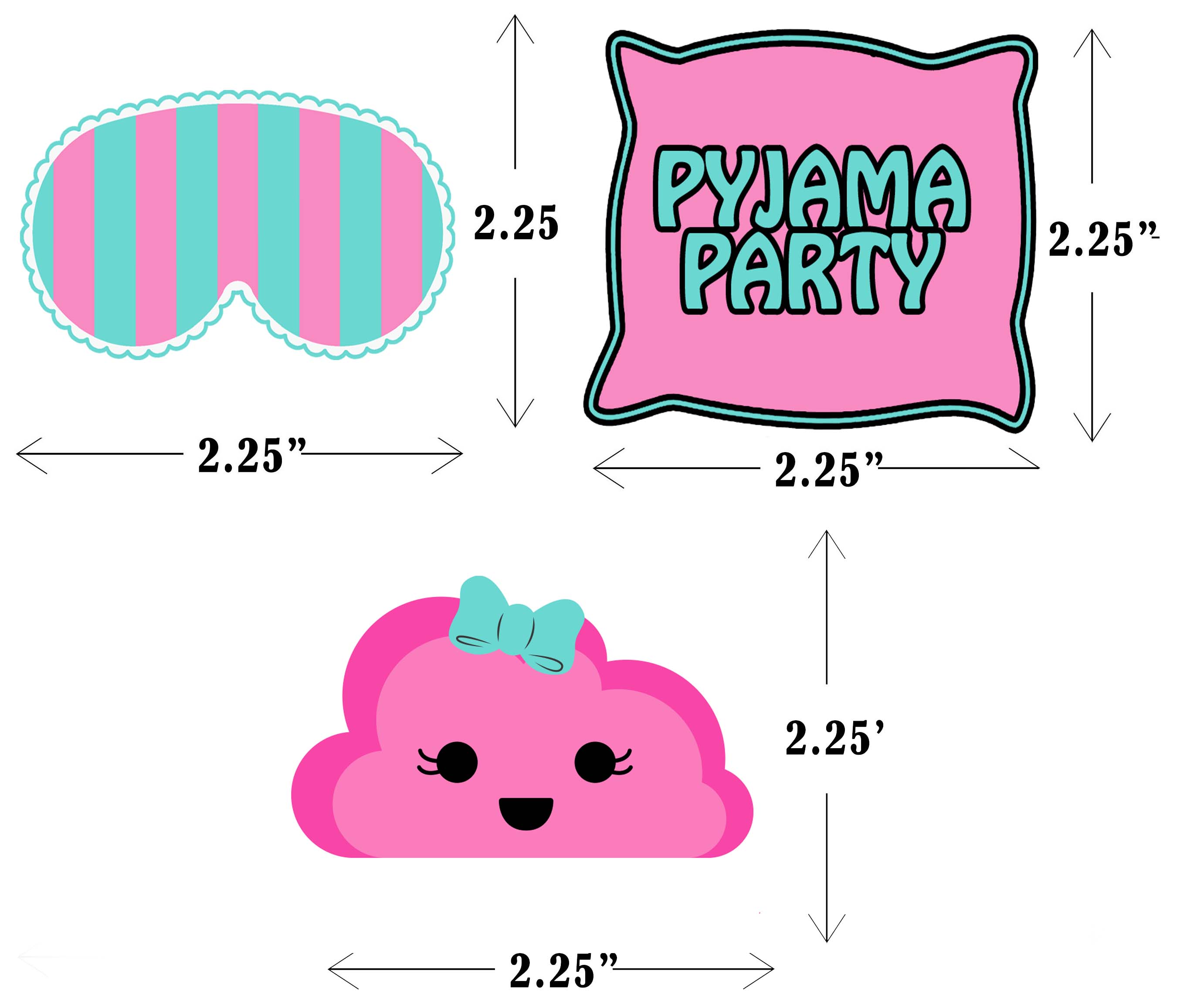 Pyjama Theme Birthday Party Cupcake Toppers for Decoration