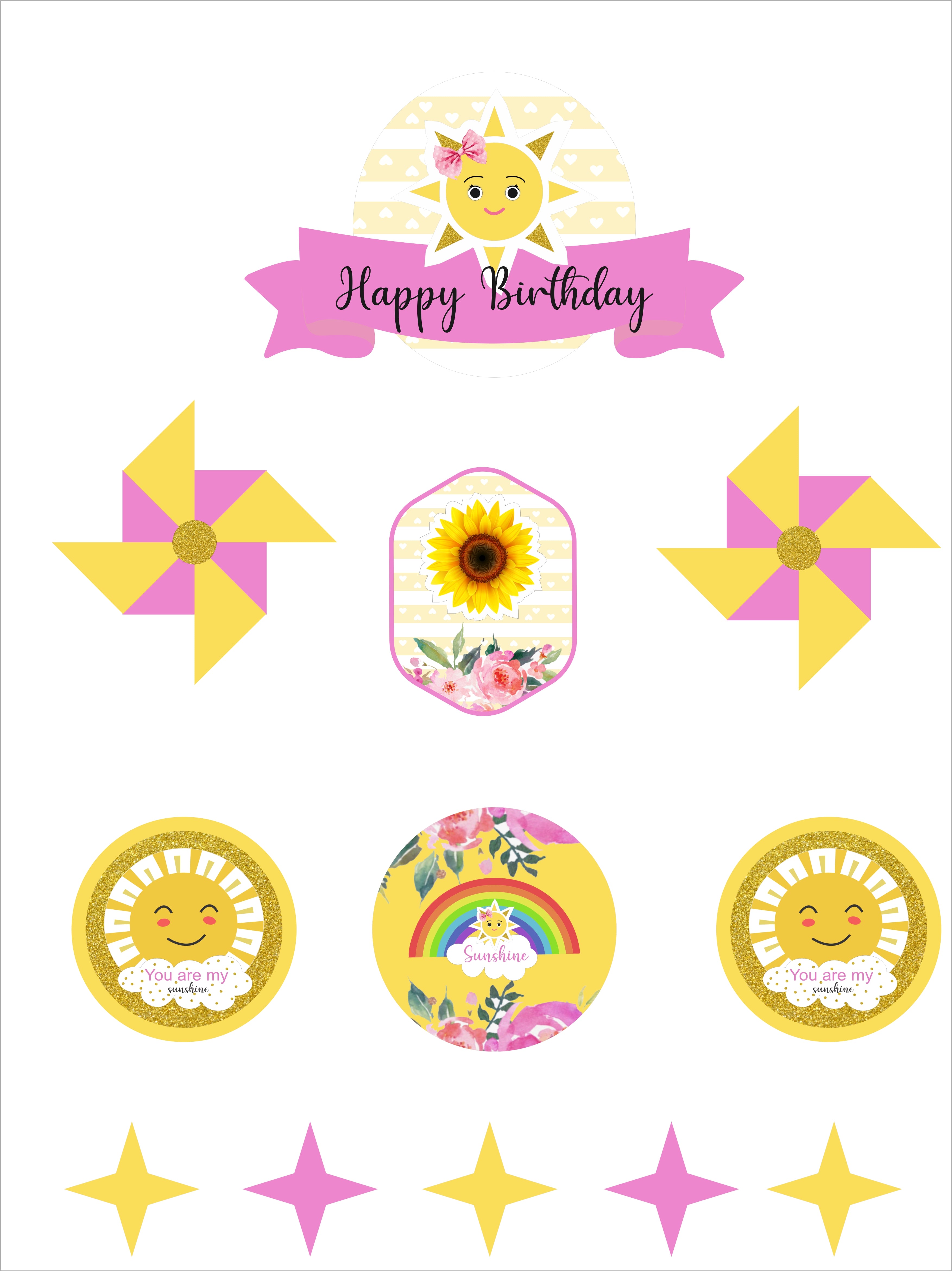 Sunshine Theme Party Cake Topper /Cake Decoration Kit