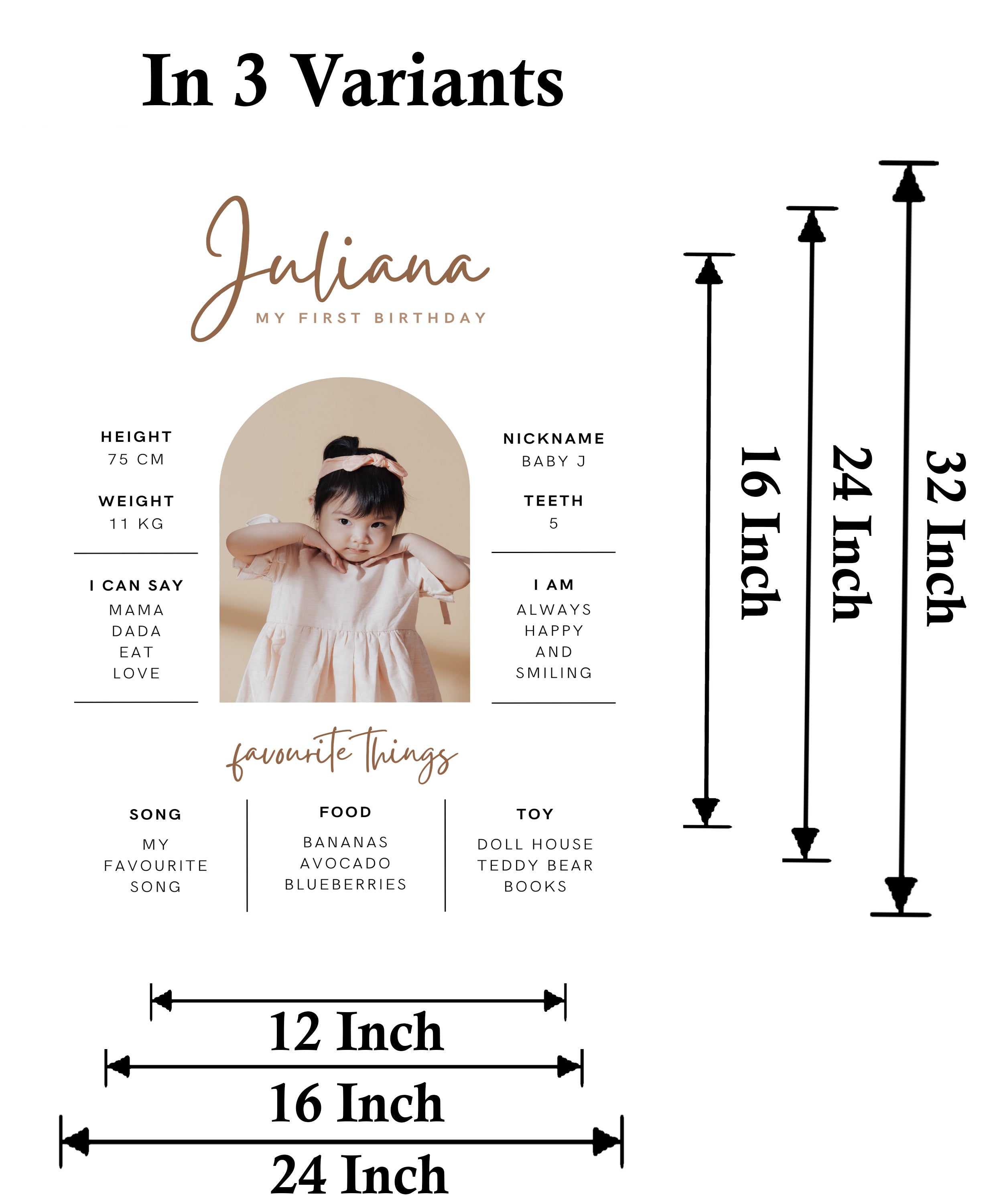 1ST BIRTHDAY CUSTOMISE ADORABLE MILESTONE BOARD FOR KIDS BIRTHDAY PARTY