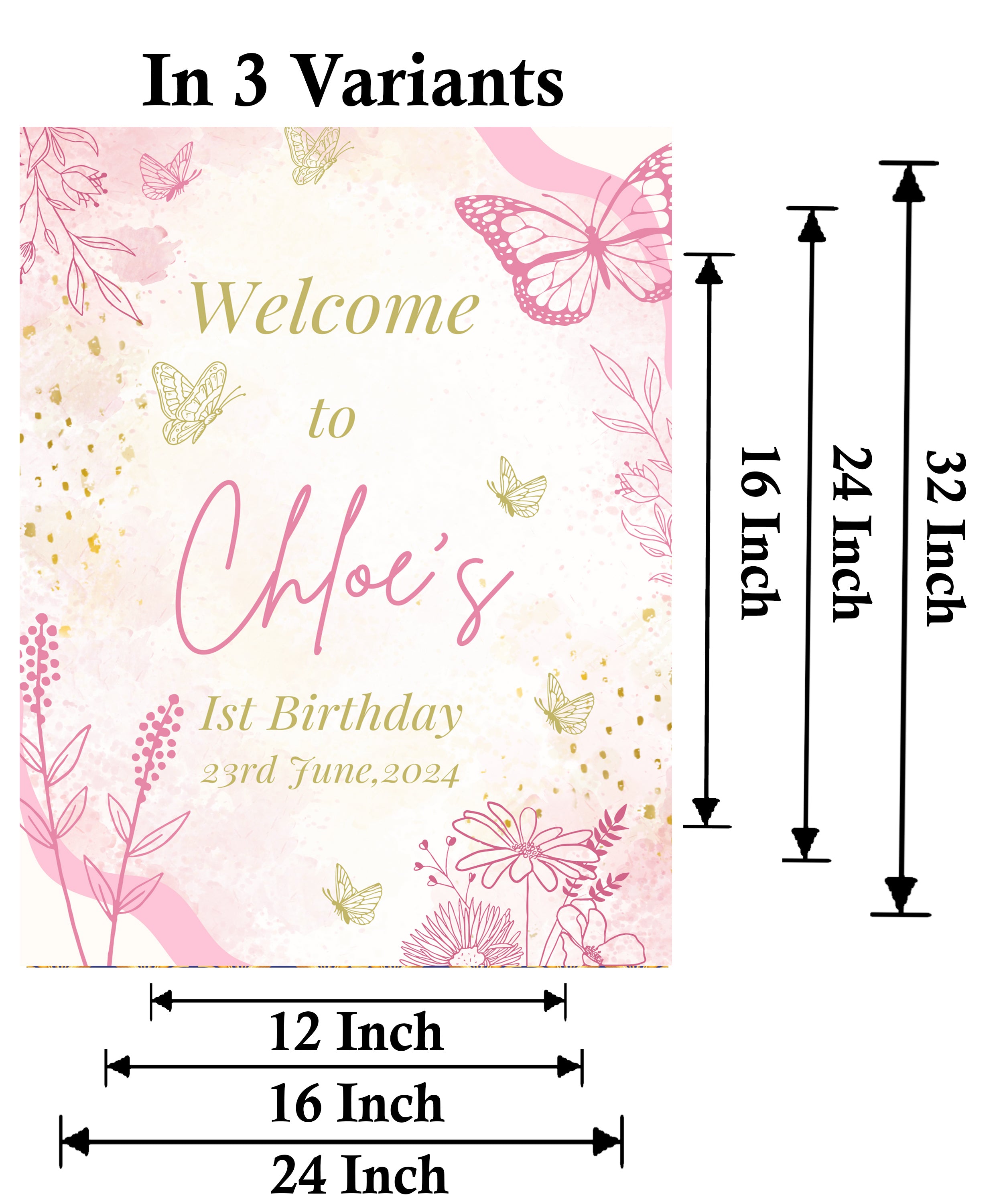 Butterfly Theme Birthday Party Yard Sign/Welcome Board.