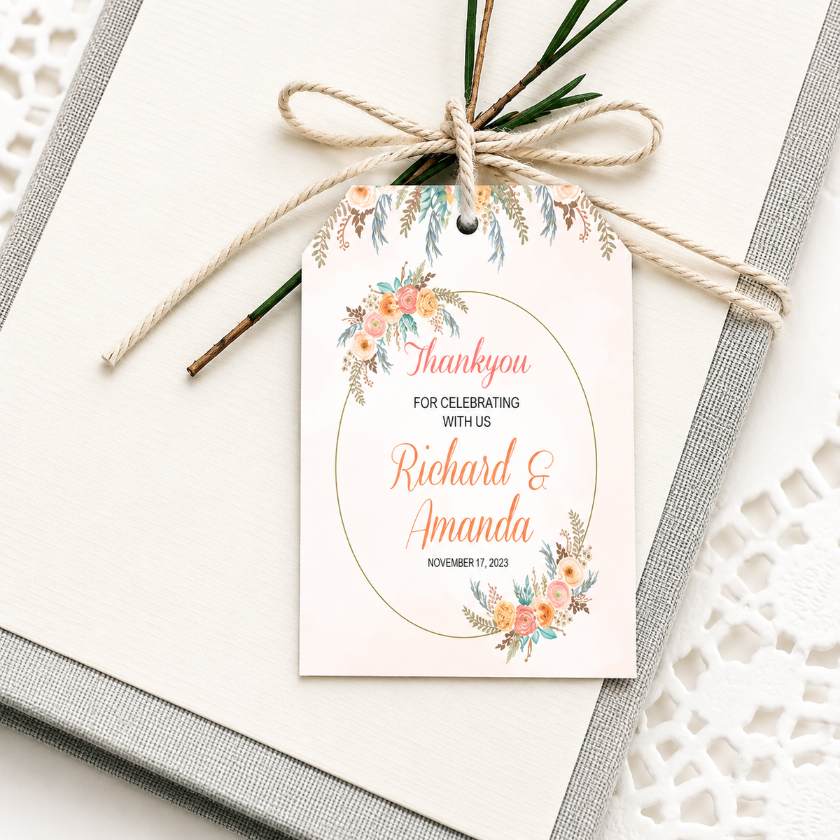 Boho Theme Wedding Thank You Tag Favor /Stickers