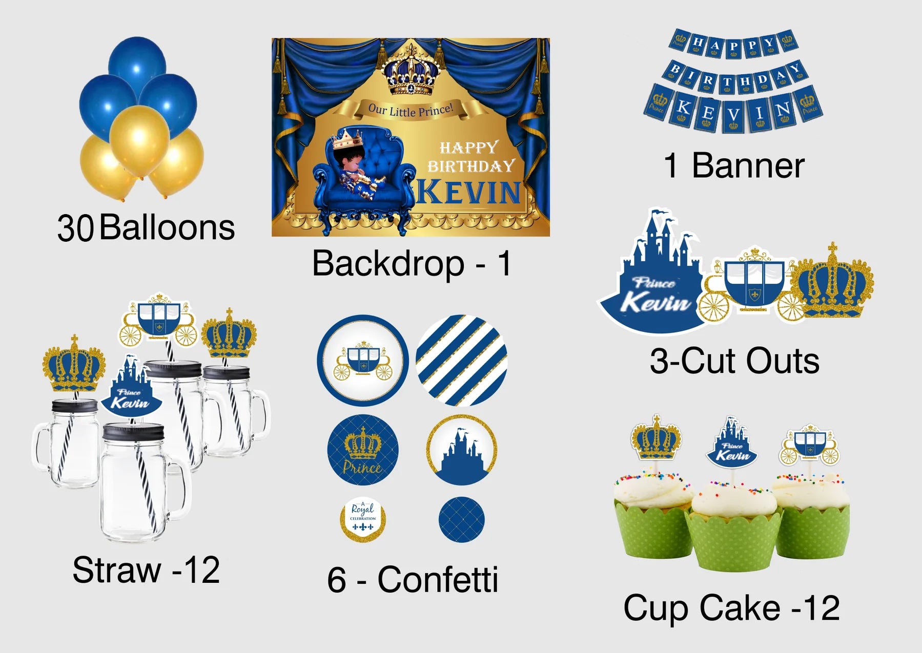 Prince Theme Birthday Complete Personalize Party Kit