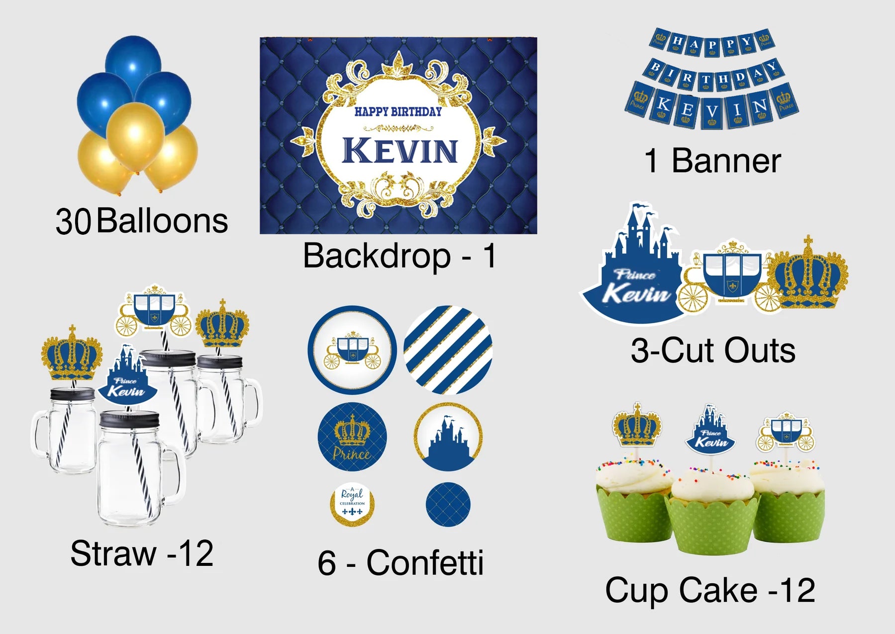 Prince Theme Birthday Complete Personalize Party Kit