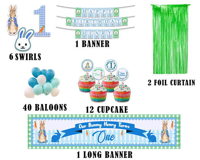 Bunny Birthday Party Decoration Kit - Personalized