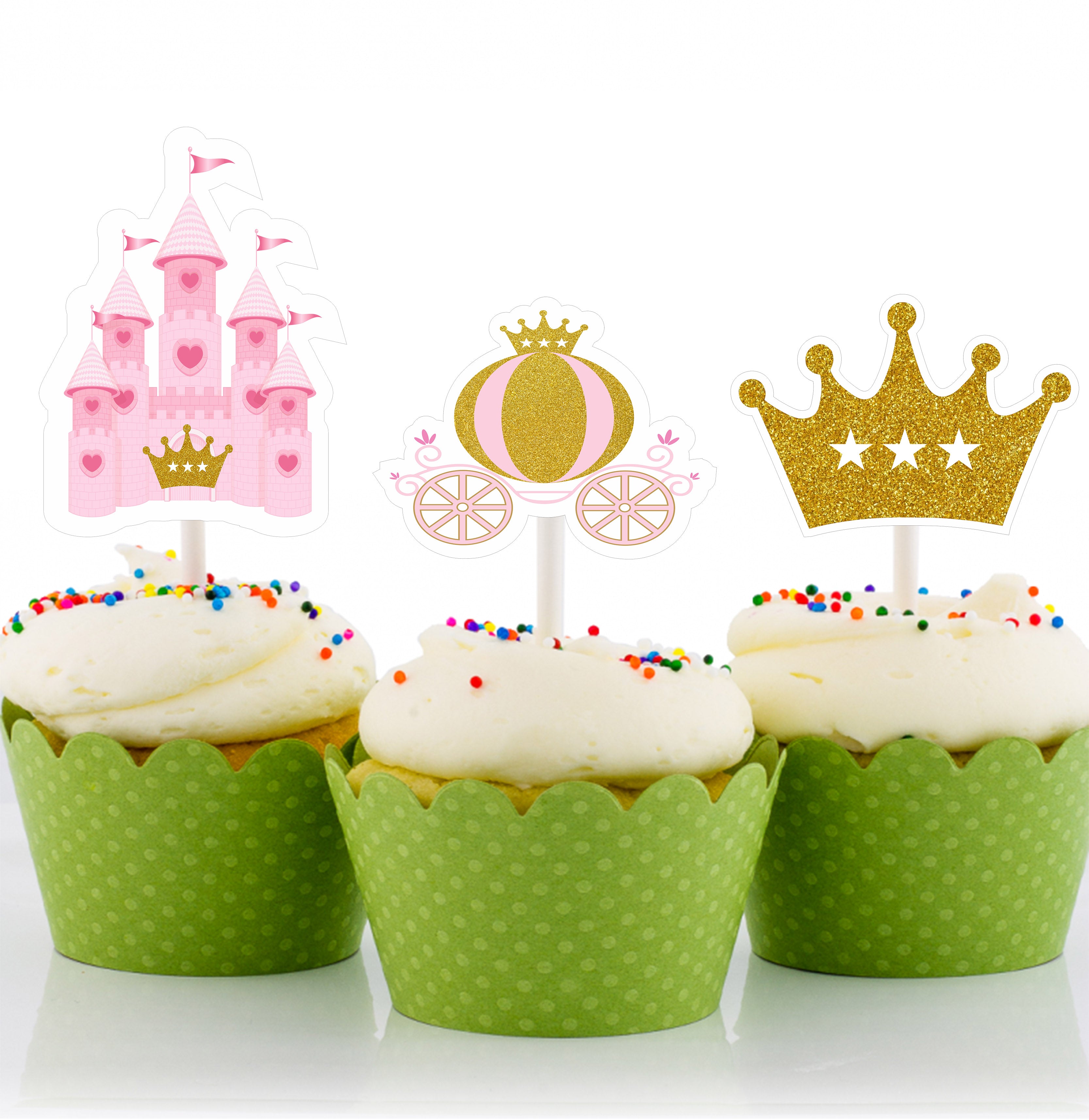 Princess Birthday Party Cupcake Toppers for Decoration