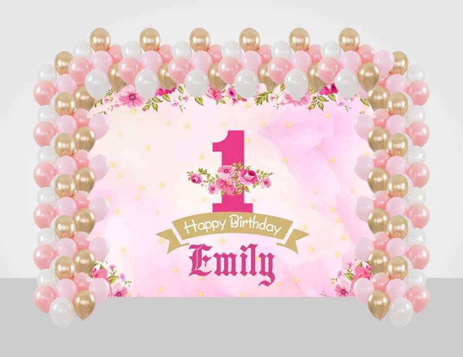 One Is Fun Birthday Party Decoration Kit With Personalized Backdrop.