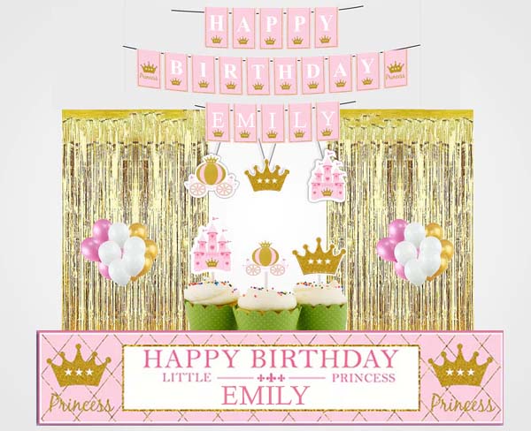Princess Birthday Party Decoration Kit - Personalized