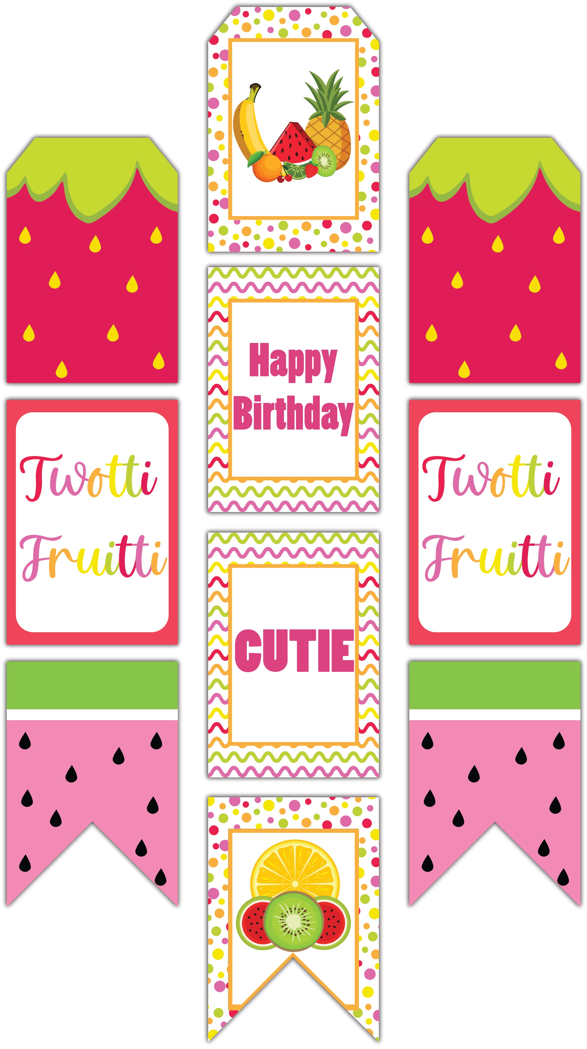 Twooti Fruity Theme Birthday Paper Door Banner or for Wall Decoration.