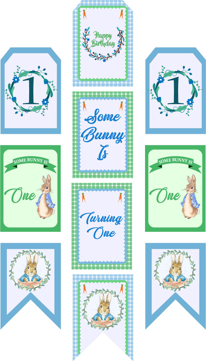 Bunny Theme Birthday Paper Door Banner/ Wall Decoration.