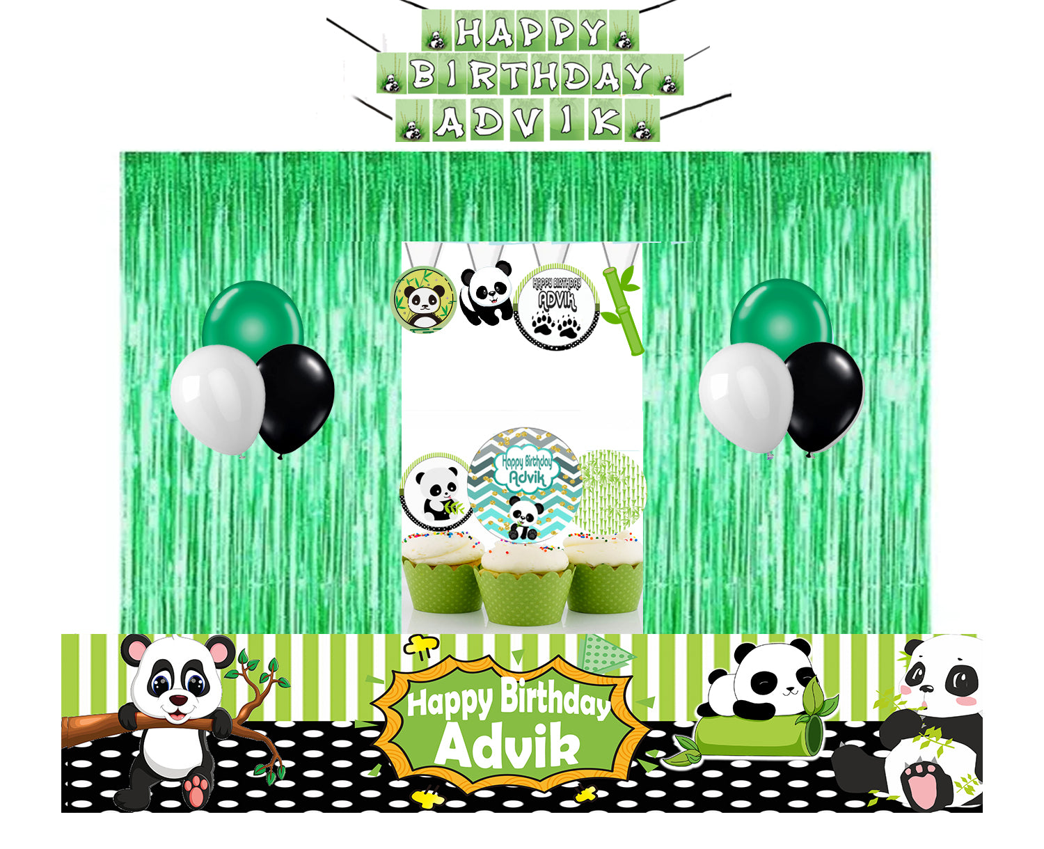 Panda Birthday Party Decoration Kit - Personalized