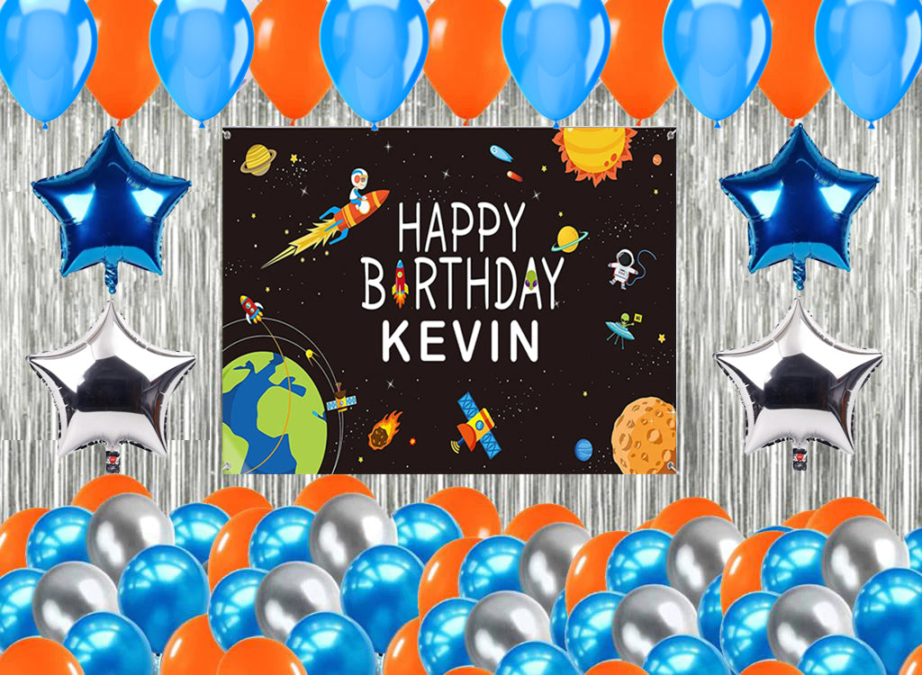 Space Birthday Party Complete Set with Personalized Backdrop