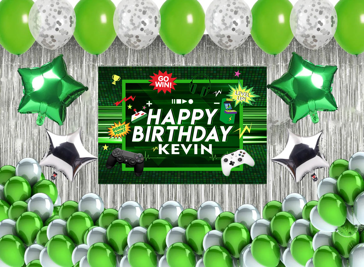 Gaming Birthday Party Complete Set With Personalized Backdrop