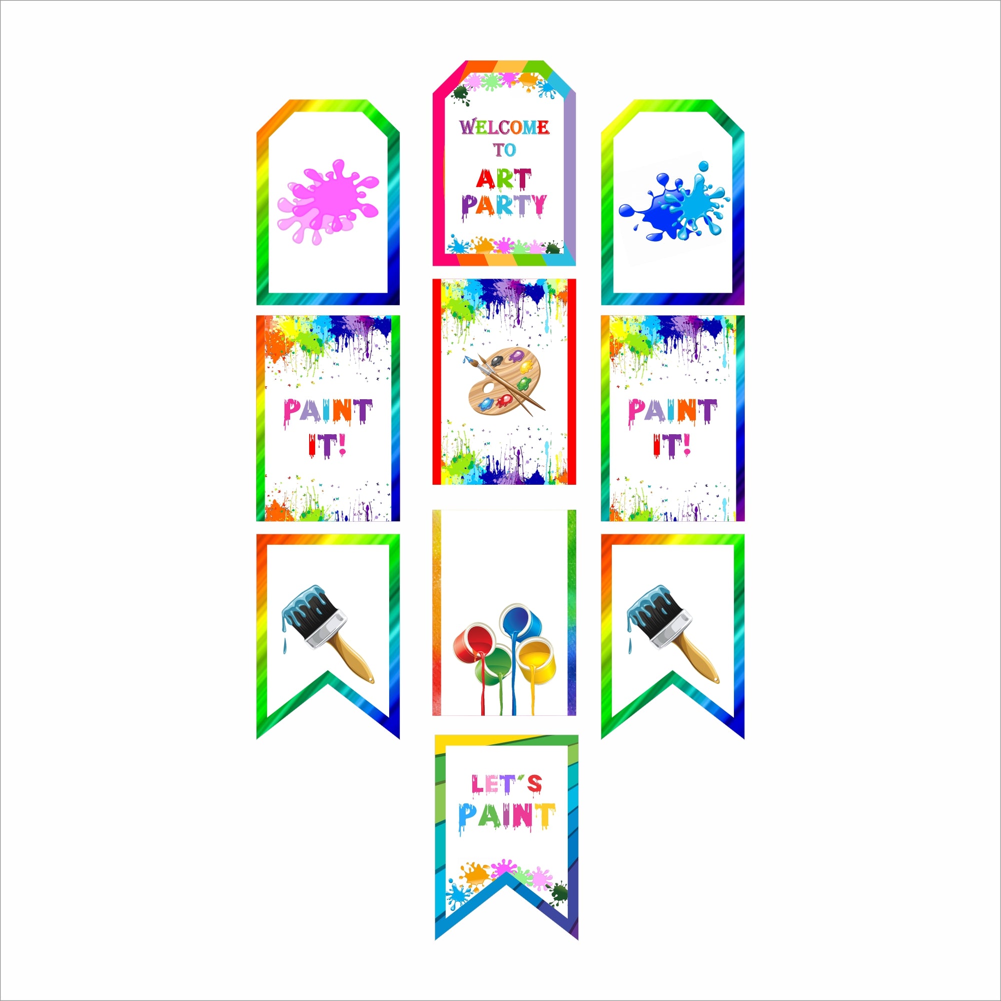 Art and Paint Theme Birthday Paper Door Banner or for Wall Decoration.
